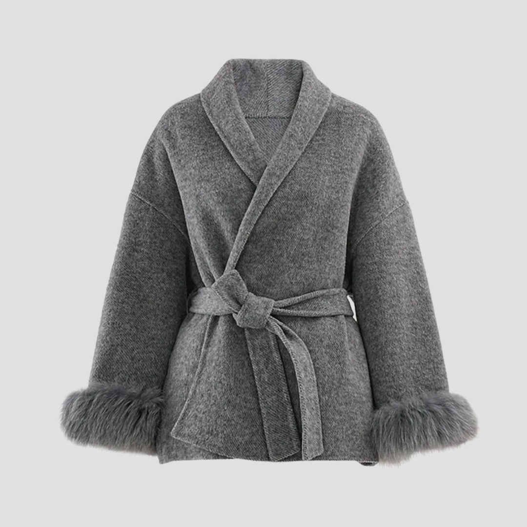 Evioleta | High Quality Overcoat with Fluffy Sleeves