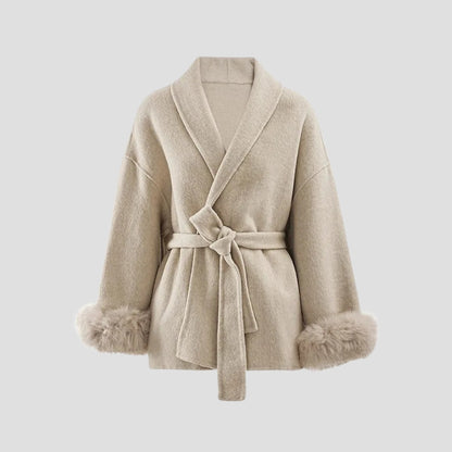 Evioleta | High Quality Overcoat with Fluffy Sleeves