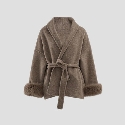 Evioleta | High Quality Overcoat with Fluffy Sleeves