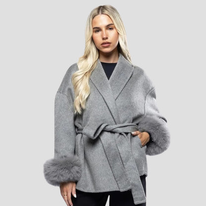 Evioleta | High Quality Overcoat with Fluffy Sleeves