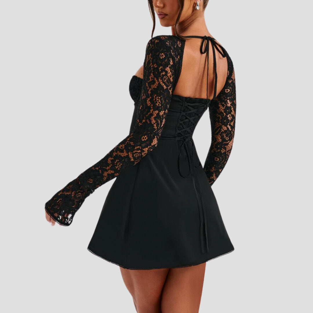 Evioleta | Elegant Mini Dress with Lace Sleeves