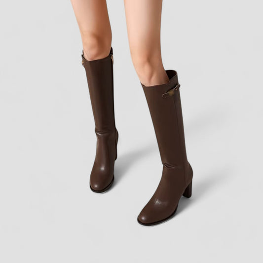 Evioleta | Classy Knee High Chunky Heel Boots