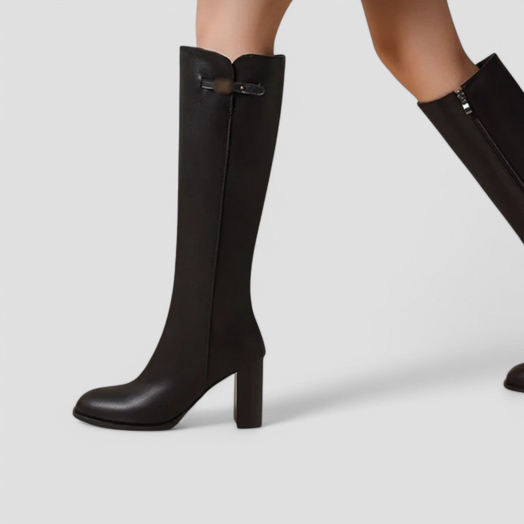 Evioleta | Classy Knee High Chunky Heel Boots