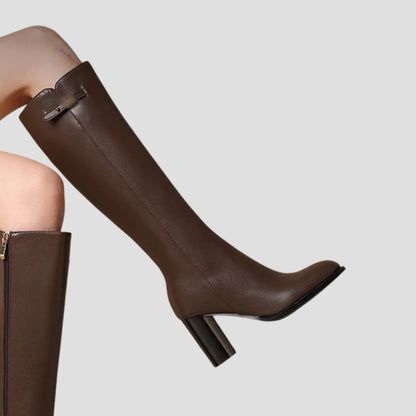 Evioleta | Classy Knee High Chunky Heel Boots