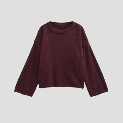 Evioleta | Stylish Knit Burgundy Pullover