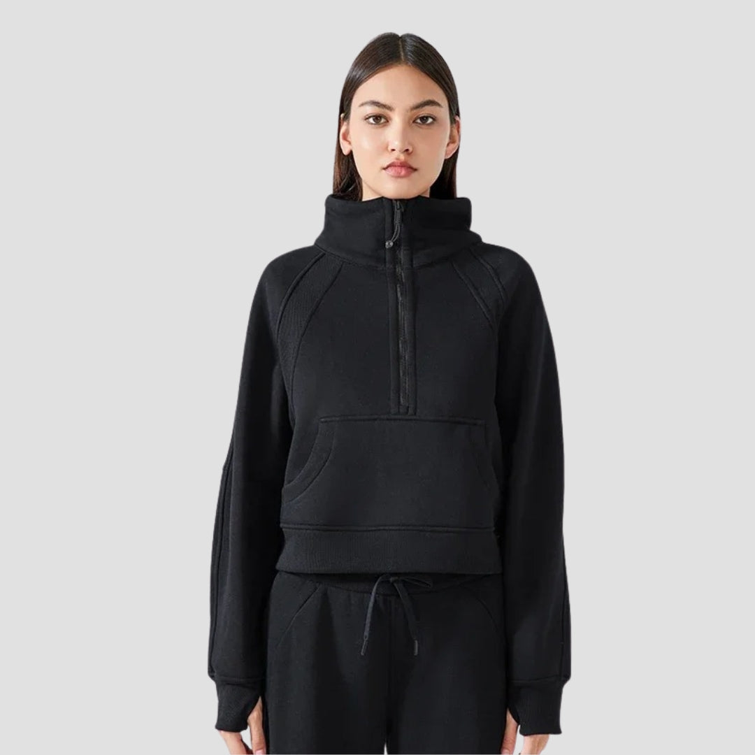 Evioleta | Premium Cropped Thick Sport Half-zip Hoodie