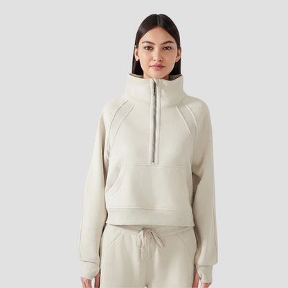 Evioleta | Premium Cropped Thick Sport Half-zip Hoodie