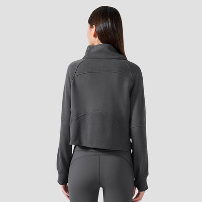 Evioleta | Premium Cropped Thick Sport Half-zip Hoodie