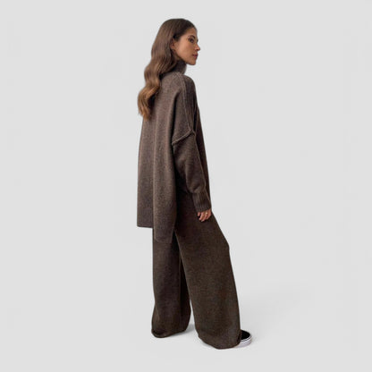 Evioleta | Turtleneck Knitted Set - Wide Leg Trousers & Jumper