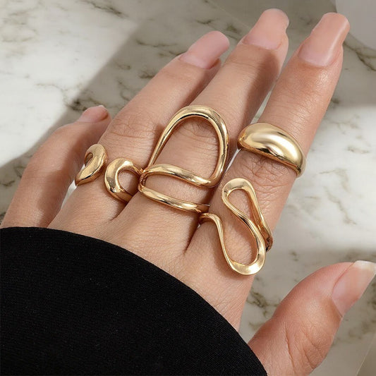 Evioleta | Asymmetric Zigzag Ring - Set