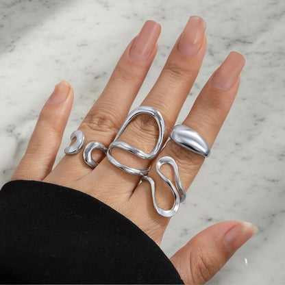 Evioleta | Asymmetric Zigzag Ring - Set