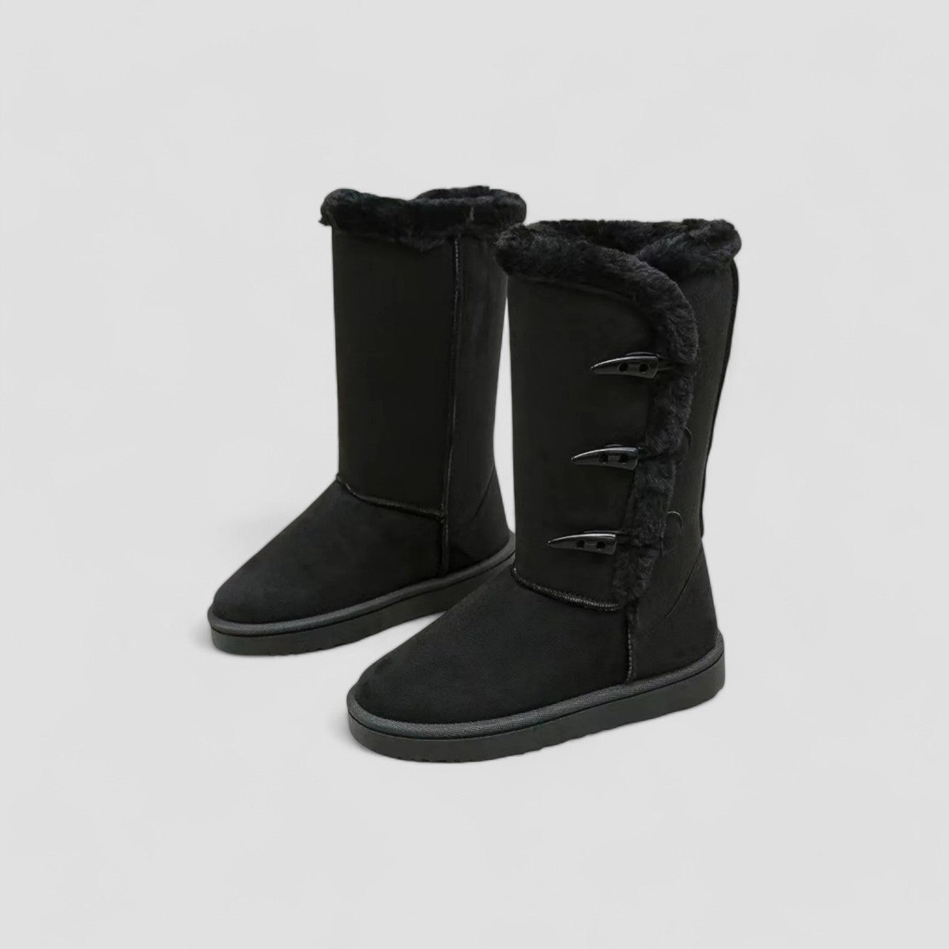 Evioleta | High Calf Soft Fluffy Boots with Buttons