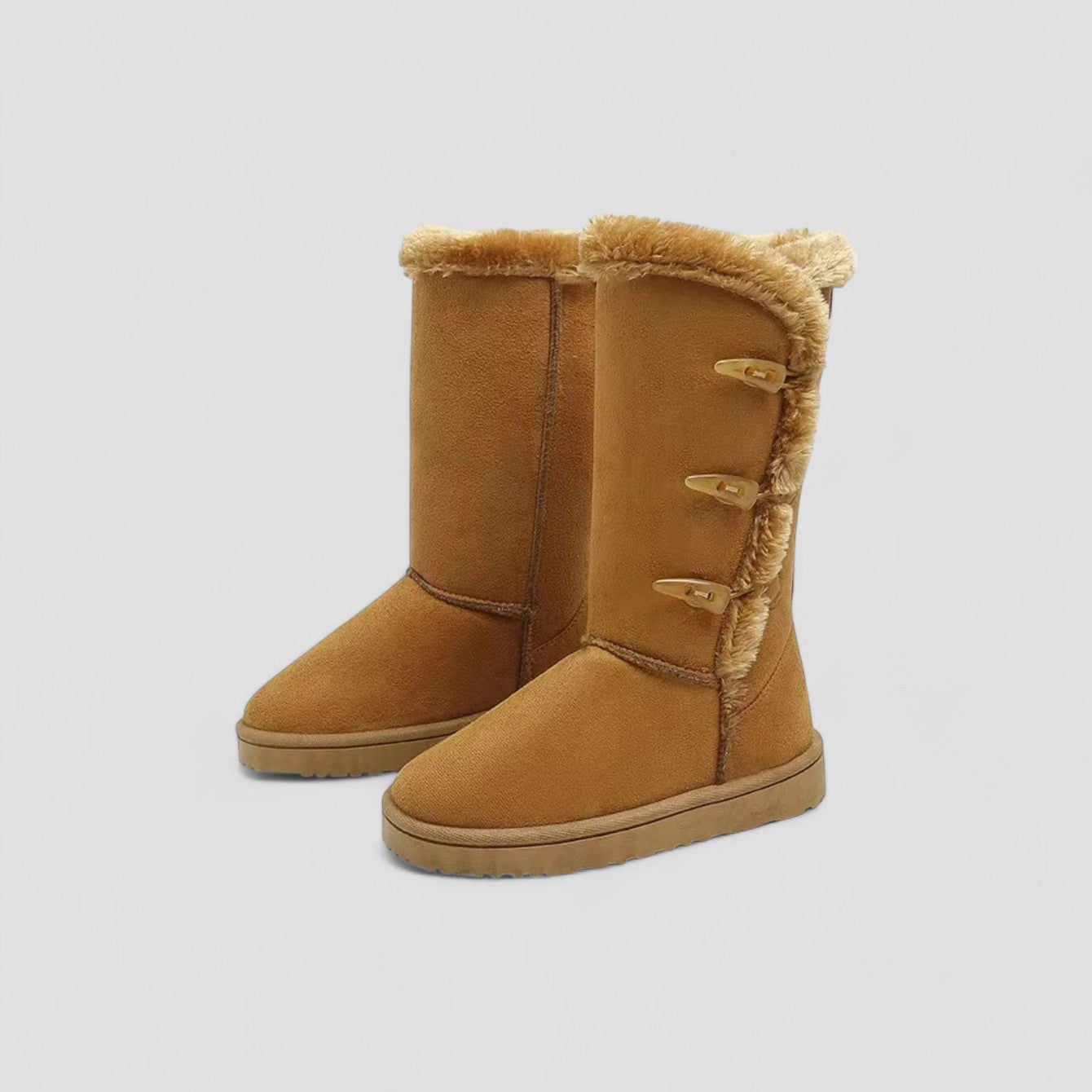 Evioleta | High Calf Soft Fluffy Boots with Buttons