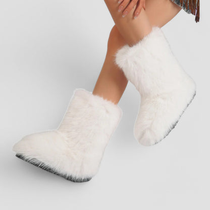 Evioleta | Fashionable Faux Plush Mid Calf Boots