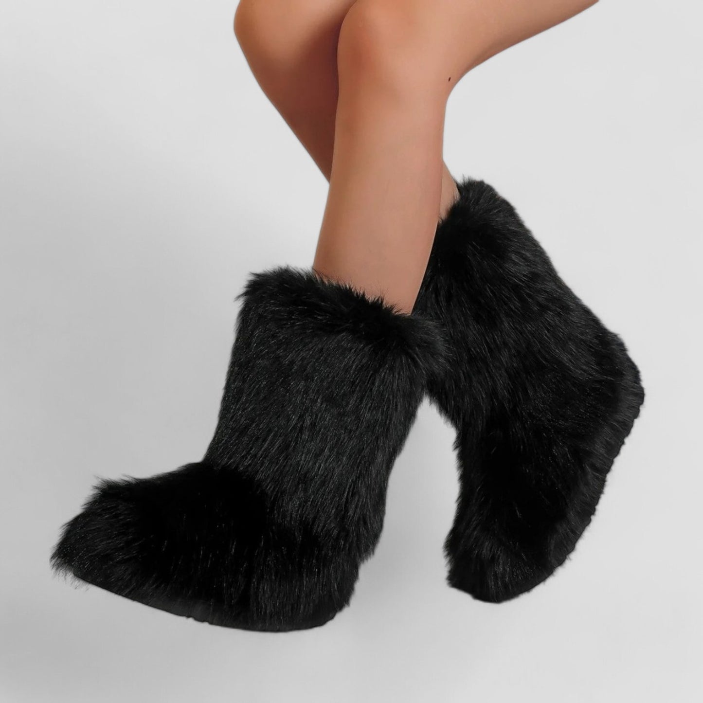 Evioleta | Fashionable Faux Plush Mid Calf Boots