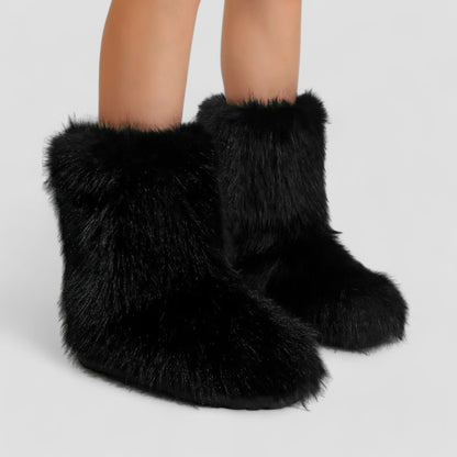 Evioleta | Fashionable Faux Plush Mid Calf Boots