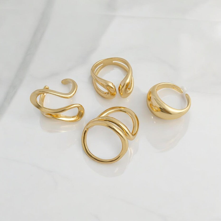 Evioleta | Asymmetric Zigzag Ring - Set