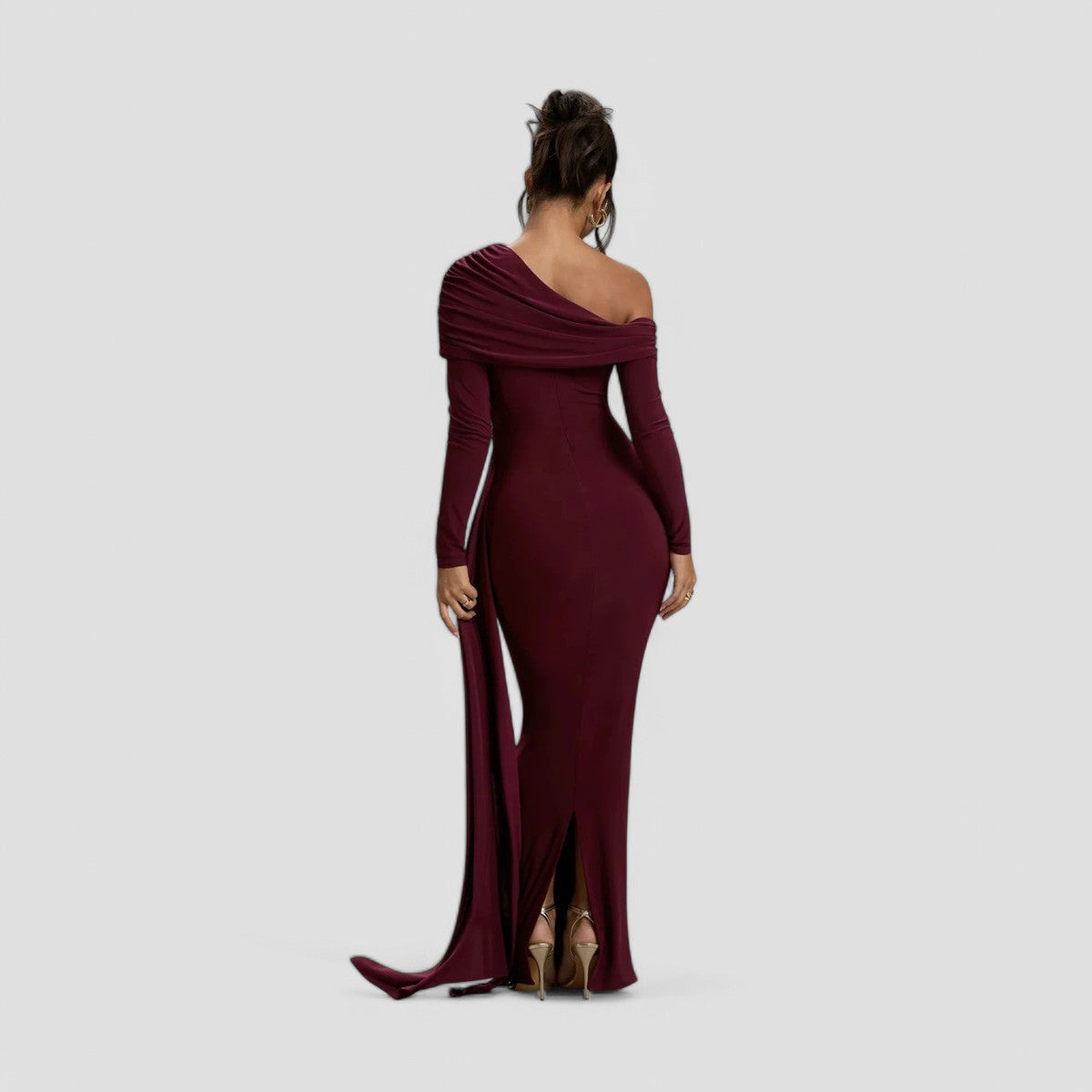 Evioleta | Modest Off Shoulder Draped Long Dress