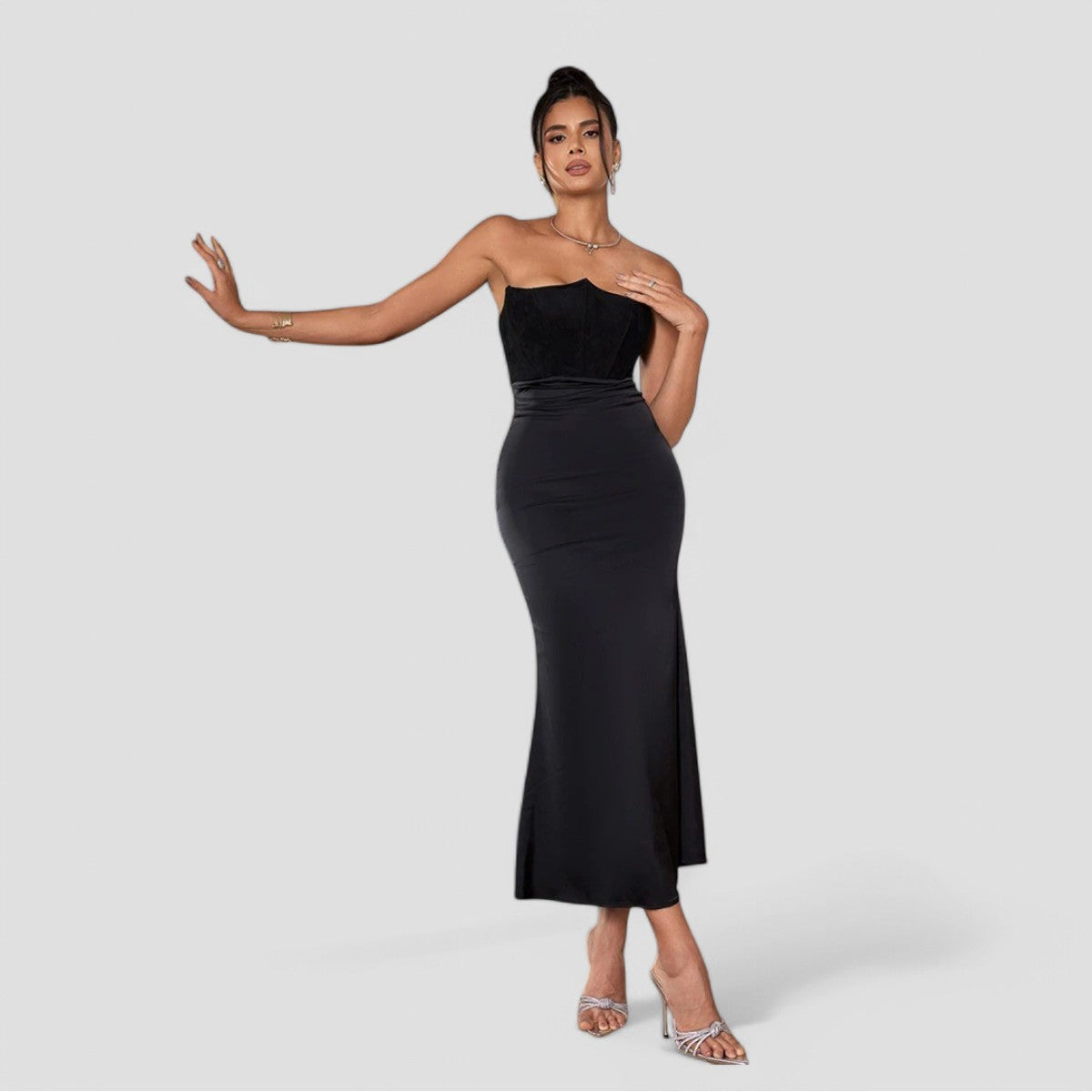 Evioleta | Asymmetric Elegant Corset Midi Dress