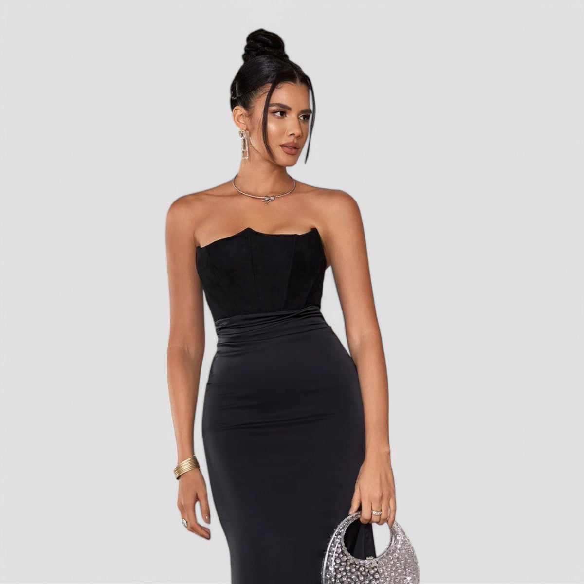 Evioleta | Asymmetric Elegant Corset Midi Dress